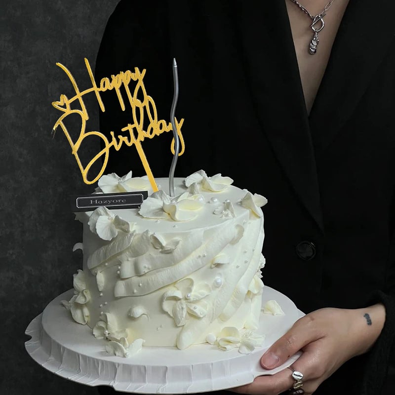 Hazyore Gold Birthday Cake Topper  6pcs Acrylic Birthday Cake Toppers Happy Birthday Cake Toppers for Birthday Decorations Gold Topper for Girls Women's Party Decorations - Image 5